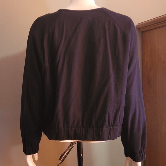 NEW YORK & CO Women’s Black Embroidered Zip Jacket XL Floral Boho Bomber Style - Picture 5 of 15